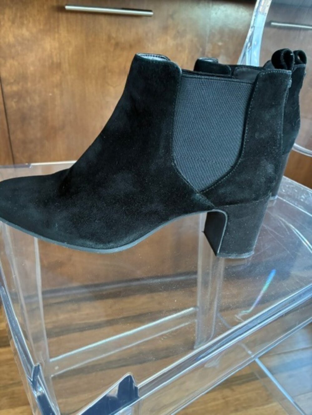 Anne Klein Suede Mid-heel Slip-On Ankle Boots
